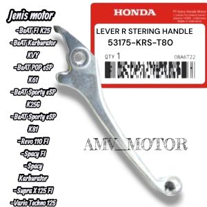 HANDLE HANDEL REM KANAN MOTOR HONDA SUPRA X KARISMA REVO ABSOLUTE BLADE BEAT SILVER 53175 KRS T80