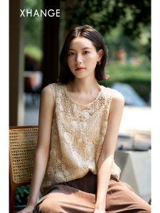 Design Floral Edge Sleeveless Blouse Womens Summer