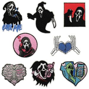 Iron-On Embroidery Patch Áo Khoác Lông Vũ Áo Khoác Ngoài Trang Trí Ghim Ma Quái Phong Cách Punk DIY Chất Liệu May Vá