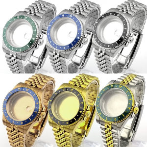 40.5mm mechanical watch case fit NH35 NH36 movement sapphire lens black blue green Arabic numerals watch box parts accessories