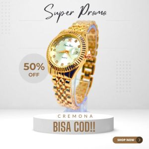 BISA COD! Jam Tangan Cewek Wanita Dewasa Rantai Fashion Import Murah Mewah BONUS BATERAI CADANGAN!