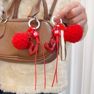 ใหม่พวงกุญแจซีรีส์ Angora หัวใจหมียิ้มสีแดงพวงกุญแจสำหรับผู้หญิงกระเป๋า Y2k จี้คู่รถพวงกุญแจเครื่องประดับอุปกรณ์ประดับตกแต่งของขวัญ