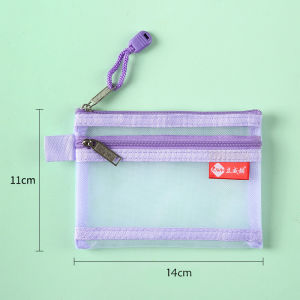 Double-Layer Mini Transparent Zipper Card Holder Multi-Function Coin Key Storage Bag for Makeup Products