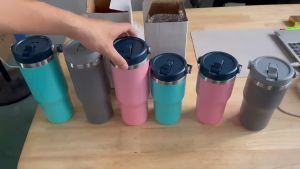 [Local Seller] 890ml Stainless Steel Thermal Cup Bottle Tumbler With Top Handle & Straw Large Capacity Vacuum Double Insulated