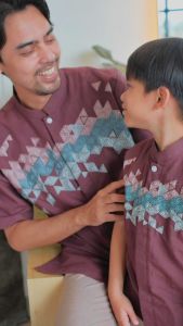 ABDAN Series by ALTHAFF Baju Koko Couple Ayah dan Anak Bahan Katun Lengan Pendek dengan Aplikasi Bordir Premium