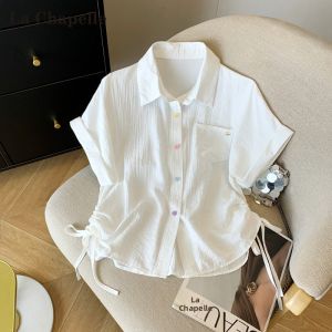 La Chapelle | Pale Blue Summer Dual Drawstrings Polo Collar Shirt