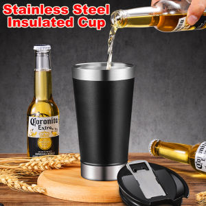 473ml Cold Beer Cups With Bottle Opener Lid Stainless Steel Thermos Water Coffee Mugs For Tea Thermal Tumblers Drinkware
