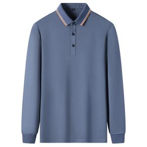 ROMON | Lormen Mens Long Sleeve Polo Silk Cotton Business Collared T-shirt Youth Fashion Urban Style Standard Fit Antibacterial