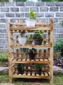 Rak sepatu kayu minimalis susun 4 tingkat tempat bunga rak serbaguna 113 x 25 x 80 cm