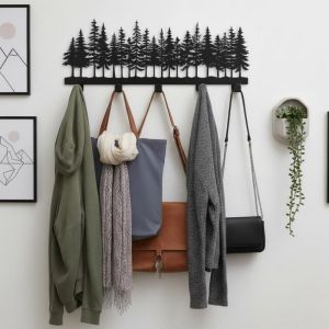 CIFbuy | CIFBUY Metal Wall Art Woodland Tree Hook Lodge Forest Entryway Decor Nature Themed Coat Hanger Sign