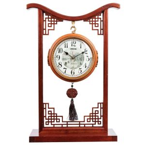 Large Size Double-Sided Wooden Silent Desktop Clock Vintage Chinese Style Home Decorations Waverly Wind Clock