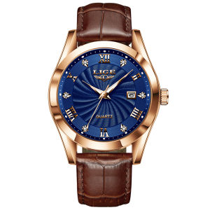 LIGE 2024 New Brown Leather Watch Men Top Brand Luxury Quartz Men Watch Military Sport waterproof Chronograph Relogios Masculino