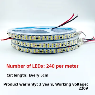 220V Self-Adhesive Light Strip Led Soft Strip Ultra-Thin 8mm Super Bright 2835 Background Line Light Slot Showcase Drive-Free Patch