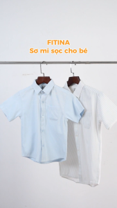 [009] Áo Sơ Mi Bé Trai Tay Ngắn Phối Họa Tiết Sọc Dọc – Chất Cotton Mềm Mịn Mặc Đi Học Siêu Gọn