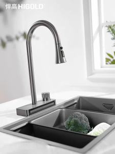 HIGOLD | Multi-Function Cold & Hot Water Kitchen Faucet with 304 Stainless Steel Rotating Pull-Out Rain Shower