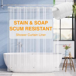 1pc Clear Shower Curtain Liner with Wighted Magnets & Rustproof Metal Grommets Durable & Sturdy Bath Curtain Bathroom Decor