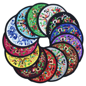 Traditional Chinese Style Embroidered DIY Silk Velvet Coffee And Tea Cup Mat Ethnicity Fabric Heat Insulation Pad Table Mat