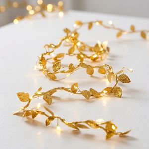 Warm White Green Leaf String Lights 2xAA Battery Operated (Batteries Not Included) Steady On Fairy Lights for Indoor Home Decor