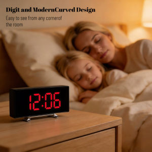 Curved Screen Alarm Clock Three-dimensional Digital Display Large Screen with USB Digital Clock LED Multi-function Electronic