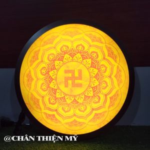 Đèn Hào Quang Trúc Chỉ In Chữ Vạn Trang Trí Bàn Thờ Phòng Thờ Treo Tượng Phật TC-HQ-80