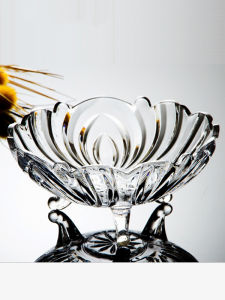 2025 New Three-Legged Crystal Glass Bowl Small Fruit Tray High Foot Fruit Tray Living Room Coffee Table Home Use Glassware