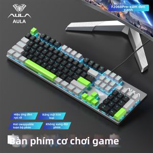 AULA F2068Pro - bàn phím cơ có dây 104 phím màu trắng công tắc đỏ hot-swap đèn RGB cho chơi game và văn phòng