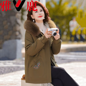 Yaloo Mom Winter Jacket 2025 New Style Womens Mid-Aged And Elderly Cotton Coat with Fleece Inner Fashionable Loose Fit with Hood