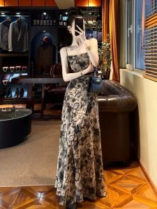 DANTING | Luxury Summer French Maxi Dress Watercolor Print