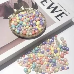 55/110/265pcs 6/8/10mm Acrylic Holeless Iridescent Round Beads for DIY Bracelet Anklet Hairpin Jewelry Craft Decoration Supplies