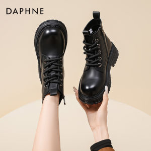 Daphne Womens Martin Boots Thick Bottom British Style Short Boots Black Mella Spring New Arrival Versatile Comfortable Shoes