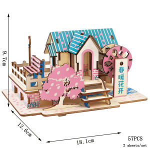 Handmade Wooden 3D Jigsaw Puzzle Game DIY Assembled Building Model Educational Early Childhood Toy for Kids Room Decoration Gift