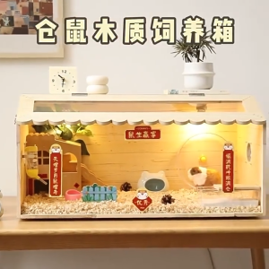 Solid Wood Hamster Cage DIY Hamster Habitat Spacious & Transparent Ideal Home for Small s