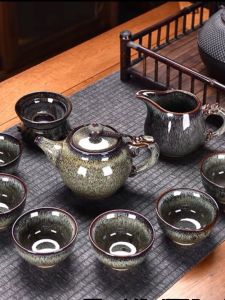 ชุดเครื่องดื่มชา กังฟู คุณภาพสูง แบบเต็มชุด สำหรับใช้ในบ้านและที่ทำงาน แก้วน้ำชาแบบหนาสำหรับผู้เป็นเจ้าของบ้าน ชุดต้อนรับแขก