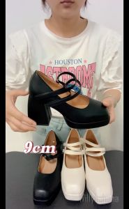 Size 35-42 Womens Fashion High Heels French Thick Heel Leather Sandal Square Toe JK Mary Jane Shoes