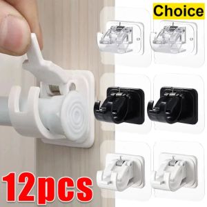 12/6/2pcs Curtain Rod Bracket Hooks Self Adhesive Wall Nail Free Rail Bracket Clips Adjustable Shower Storage Hanging Holder