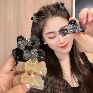 Bowknot Ab Double-Sided Small Hair Clip/ Fashion Temperament Lace Mesh Hair Claw/ Delicate ChildrenS Hair Accessories