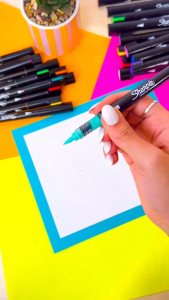 Sharpie ปากกาชาร์ปี้ มาร์เกอร์ อะคริลิค หัวพู่กัน *แพ็ค 5 ด้าม* ปากกาหัวพู่กัน Creative marker Brush Tip Newell