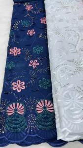 African Cotton Lace Fabric Embroidery 2026 High Quality Swiss Voile Lace with Stones for Women Wedding Party Dresses 5 yards