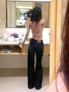 Loose Fit Low Waist Bell Bottom Denim Jeans Womens High Waist Extended Leg Length American Vintage Style Slimming Black Jeans