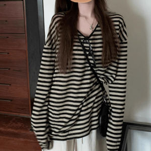 Retro Stripe Sun Protection Casual Long Sleeve Tshirt