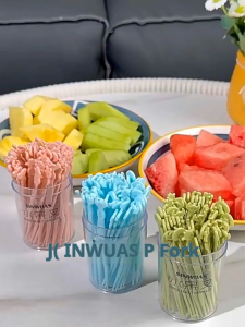 [Loveme258]Disposable fruit fork / dessert salad food stick / snack cake fork / party tableware水果叉