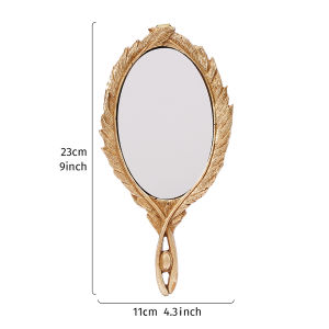 1PC Gương Nhựa Hình Lông Vũ Mạ Vàng Cổ Điển Của Pháp Gương Hình Bầu Dục Trang Trí Treo Tường