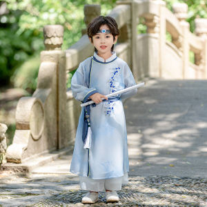 Boys Hanfu Autumn Wear Traditional Chinese Style Clothing Set Boys Long Shirt National Learning Uniform Fashionable Youthwear
