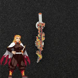 เข็มกลัดดาบพิฆาตอสูร Kimetsu NO yaiba โลหะอุปกรณ์เสริมอนิเมะ Katana เข็มกลัด Shinobu tanjirou กระเป๋าเป้สะพายหลังเคลือบของขวัญ