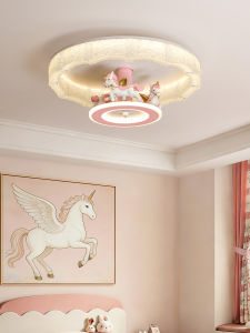 OUCHAO | Cute Unicorn Carousel Ceiling Light Creamy Pink Design