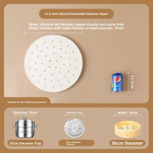 Food Grade round Steaming Paper Kitchen Baking Mat Steamer Pad Non-Stick Steaming Cloth for Home Use Steamed Buns