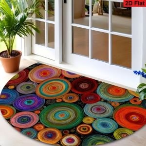 VIKAMA Colorful Circle and Half-Circle Doormat Comfortable Non-Slip Bathroom and Toilet Mat Entryway and Foyer Rug Home Decor