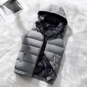 ROMON | Lormen Mens Cotton Vest Autumn Winter New Loose Casual Hooded Shoulder Pad Sleeveless Thick Warm Vest Fashion Urban Style