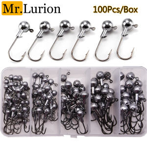 Mr.Lurion 100pcs 1g/1.5g/2g/3g/3.5g Fish Hook Set Jig Head Hooks For Fishing Soft Lure Worm Bait Small Hooks Freshwater Tackle
