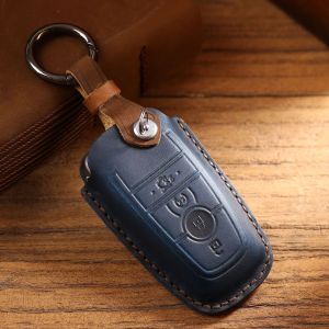 Full Coverage Car Key Bag Suitable for Ford Mondeo Lincoln Aviator Navigators Pilot Cowhide Leather Key Holder European Style